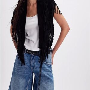 Understated leather fringe collar